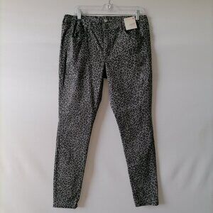 NWT So By Kohl's Womens Gray Low Rise Skinny Leopard Print Jegging Jeans Size 17